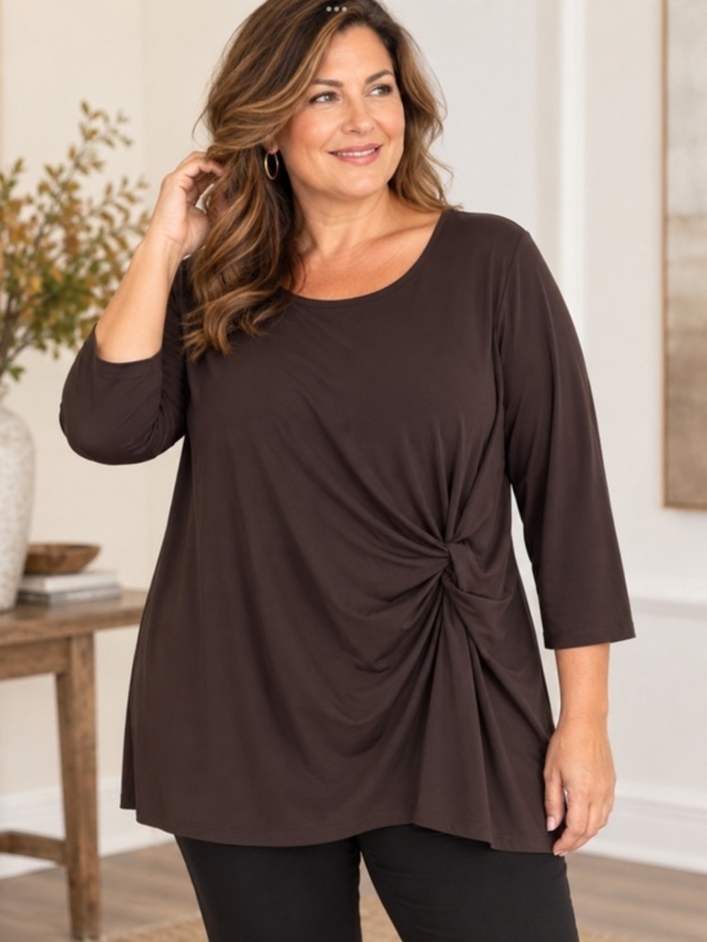 Lane Bryant Career side twist long black top in size 18/20